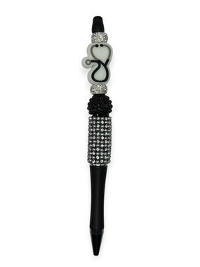 Handcrafted Stethoscope Beaded Pen in Black